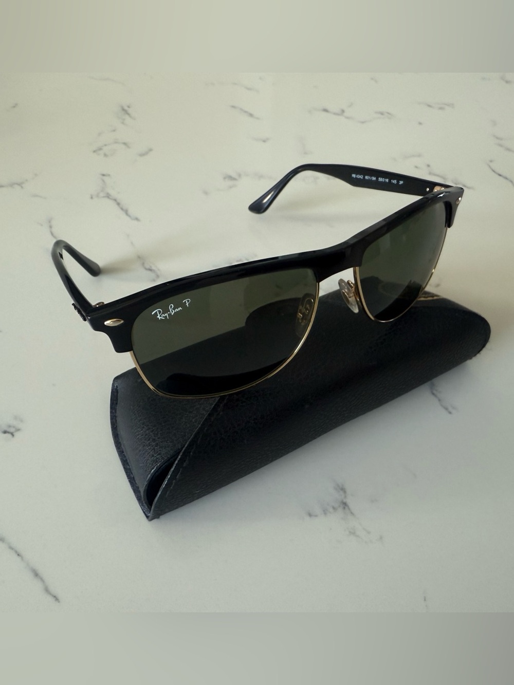 Ray-Ban RB4342 601/9A Oversized Clubmaster sunglasses black-and-gold version